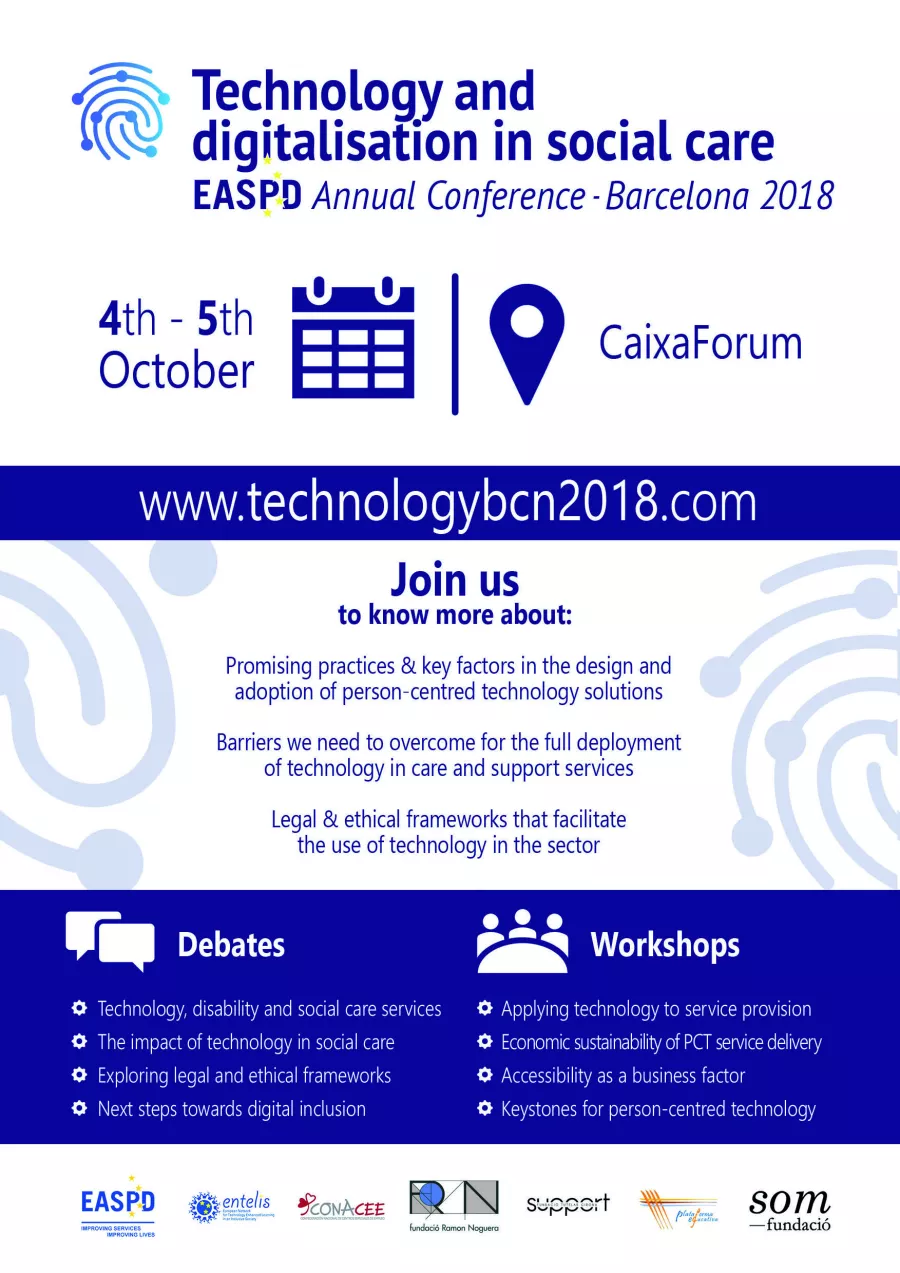 Barcelona acull la conferència anual de l'EASPD dedicada a la tecnologia i la digitalització en el camp social